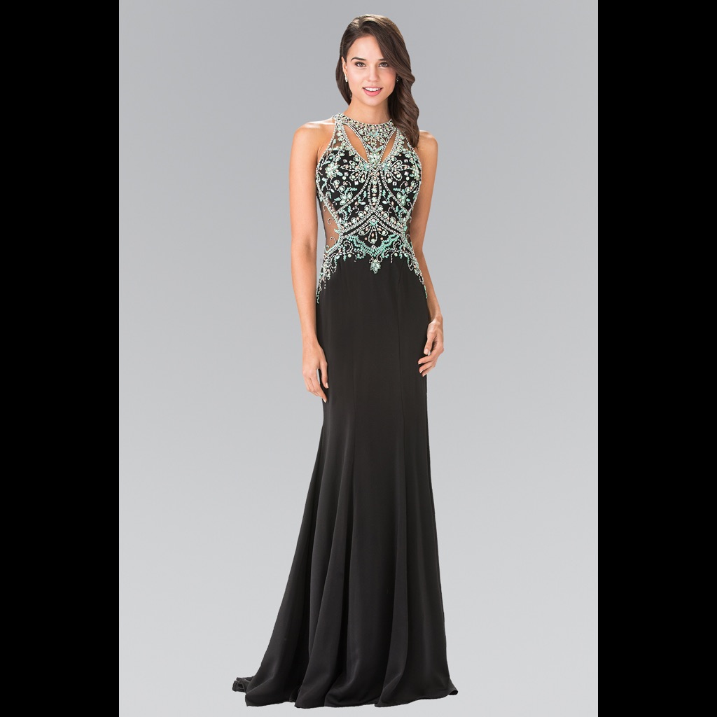 Sale Beads Embellished Top Jersey Long Dress